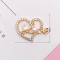Detail of heart-shaped Love accessory with white rhinestones and pearl for DIY shoes - Heart Love Charm (D1589)