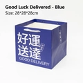 Blue square gift bag with window, 28x28x28cm white handle Good Delivery packaging - Good Delivery Blue 28*28*28