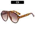 Oversized tortoise frame aviator sunglasses with brown gradient lenses for a retro look - Leopard Frame Gradient Tea Lens