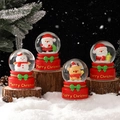 Mini set di sfere di cristallo di Natale luminose con Babbo Natale su legno - Buon Natale Base Rossa (45#) / Versione Piccola con Luce e Neve