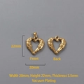Front and back view of 18k gold heart pendant with 20x22mm size and texture detail - P00035G-Hollow Wing Texture Heart