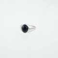 Silver signet ring with oval black onyx cabochon stone for men and women - US 9 / Black Gemstone