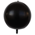 Glossy black spherical 4D aluminum foil balloon with metallic finish on white background - 18 Inch / Black