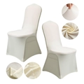 Elastic ivory white chair cover made of high-stretch fabric for hotel wedding banquets - M / Standard Type / Ivory