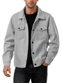 Men's light grey corduroy jacket with front pockets and black buttons in casual style - Gray