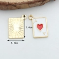 Ace of Hearts poker card alloy pendant with gold edges and red heart detail - Heart Small【1.1CM×1.4CM】