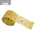 Nastro natalizio con stelle dorate e bordi metallici in rotolo da 5cm x 2m - 5CM Stella d'Oro