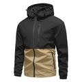 Giacca impermeabile con cappuccio in nero e kaki con cerniere funzionali e coulisse - Taglia S / Kaki
