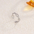 Polished silver chain style open ring in minimalist stainless steel adjustable design - Hollow Chain Style / Steel