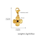 18k gold plated stainless steel floral pendant with dark zircon inlay and engraved texture - Gold Four-Leaf Flower Dark Zircon Pendant (D152-3)