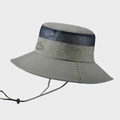 Outdoor wide brim sun hat for men in mid-grey with mesh breathable band and chin strap - Army Green