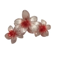 Three gradient red and white frangipani flower hair claw clip with transparent resin - Pearly Triple Plumeria Claw [Red]