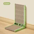 Green L-shaped vertical cat scratching board with sisal pad and ball toy groove - 3-in-1 Cat Scratcher / Green