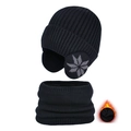 Ensemble bonnet et écharpe d'hiver pour enfants noir avec doublure polaire et protège-oreilles - Set de 2 pièces / Noir