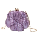 Purple flower-shaped acrylic clutch bag with marble texture and gold chain strap - Starry Purple