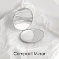 Portable 6.5cm silver metal folding makeup mirror with minimalist round design - Small Circle / 6.5cm