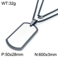 Men's stainless steel dog tag necklace with black frame and 60cm ball chain link - Black