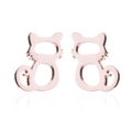 Minimalist rose gold hollow cat stud earrings for women with a sleek polished finish - Rose Gold