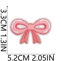 Pink embroidered butterfly bow patch for clothes with 5.2cm width and 3.3cm height - Mini Pink Bowknot Style