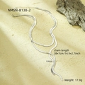 Detail showing two-layer silver flat snake chain texture and adjustable length feature - 38+7cm / Silver (NMSN-B138-2)