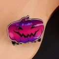 Pinza per capelli a zucca viola sfumata con sorriso Jack-O'-Lantern per acconciature Halloween - Zucca Sfumata Viola Rosa
