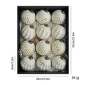 Set of 12 white 8cm Christmas balls with gold leaf patterns and size labels in a box - 8cm 12Pcs/Box / Antique Gold (White Base)