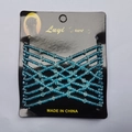 Elastic magic hair comb with blue beads for bun styling on brand display card - Blue