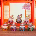 Luminous Lucky Fox cat-themed gourd figurines in colorful translucent resin finish - -473 Smooth Sailing And Little Fortune Set 6 / Full Box Set