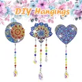 DIY Diamond Painting Suncatcher Kit with Moon, Heart, and Mandala Crystal Pendants - DZ-7 Sun/Moon Mandala