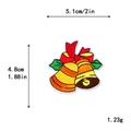 Christmas gold bells embroidery patch with green leaves and red bow, 5.1cm x 4.8cm size - 5.1x4.8cm / 11162-Christmas Bells