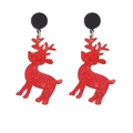 Festive red glitter reindeer drop earrings for women with black studs for Christmas - Christmas Reindeer-Red Glitter