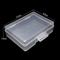 Transparent 7-slot geometric jewelry storage box showing dimensions 5.5x4.3x1.6cm - Small Rectangle Clear Box 1pc