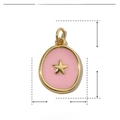Detailed parameter view of 20x12mm pink enamel star pendant made of copper and gold trim - Pink Star