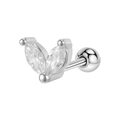 Orecchino a perno in argento con zircone taglio marquise, design foglia e vite posteriore - 2# Forma a V Foglia / Color Acciaio