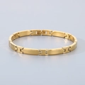 Polished gold H-link tungsten steel bracelet featuring watch band style for men - Gold (KB186892-TS)