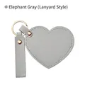 Llavero espejo de cuero con forma de corazón gris elefante con cordón y aro dorado - Estilo de Correa / Gris