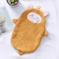 Cute bright yellow rabbit coral fleece hand towel with absorbent double-layer fabric - Long Ear Rabbit / Orange