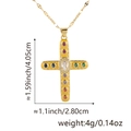 Collier pendentif croix avec zircons colorés et émail jaune avec finition dorée - Style G / Pendentif + Chaîne à Lèvres