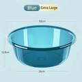 Large transparent blue plastic washbasin with 35cm diameter and wide rim design - Extra Large / Transparent Blue