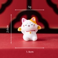 Miniature fortune cat resin figurine with red collar, 2.6cm tall, lucky charm for desktop - Cat with Fan