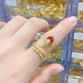Red Ruby Head Green Eye Snake Wrap Ring