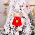 Christmas angel ornament with red plush dress, golden wings and heart pendant decoration - Red Angel (K-TS143)