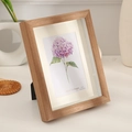 Minimalist natural wood shadow box frame 6x8 inch with dried hydrangea art - 6 Inch [10.1*15.2cm] Desktop & Wall Use / Walnut Wood