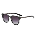 Lunettes de soleil carrées modernes avec monture noire et verres gris dégradés en métal - Monture Noire Double Gris