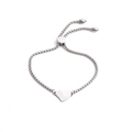 Bracciale regolabile con ciondolo a cuore in acciaio inossidabile con catena a scatola - Stile cuore solido SSB0001 / Argento