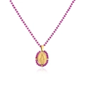 Collana religiosa con ciondolo Vergine Maria e perle di cristallo viola sfaccettate su bianco - Oro Rosa Rosso Vetro