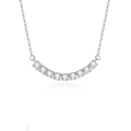 Minimalist S925 silver necklace featuring a curved bar pendant with square-cut moissanite - Nine-diameter Arc (fddz-083) / White Gold