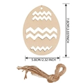 Wooden Easter egg pendant with carved zigzag patterns, sized 7.8cm height for decor - Patterned Egg / 10 Pieces Pack