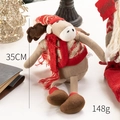 Reno de Navidad de peluche con gorro y bufanda de punto rojos, altura 35 cm - Muñeco de Reno de 35cm
