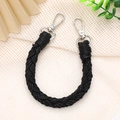 Detail of hand-woven black cord strap with two durable silver metal lobster clasps - 14mm / Black (K2629)